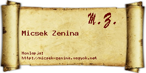 Micsek Zenina névjegykártya
